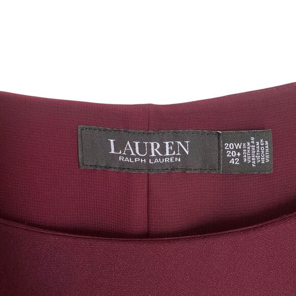 Ralph Lauren Black Label Cape Mini Dress 20W Burgundy Glam Evening Wear Party - Picture 3 of 10